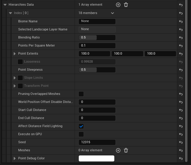 Hierarchy Data Settings
