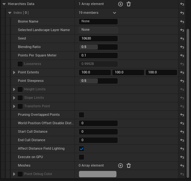Hierarchy Data Settings